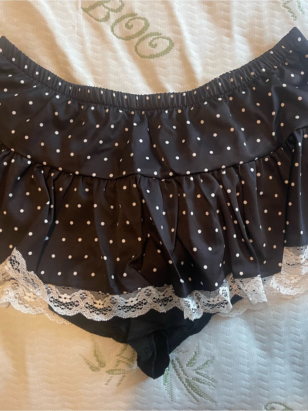 Black Polka Dot Ruffle Lace Skirt with built in safety shorts